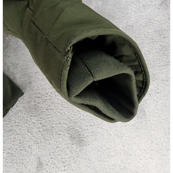 Snobbish Puffer Jacket Womens Large Olive Green Black Faux Fur Hooded Full Zip - Picture 14 of 16